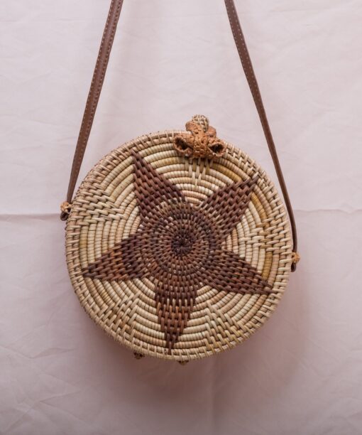 Small MOQ Products Round Vintage Star Pattern Rattan Bag Vietnam R 38 11 001 03