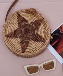 Small MOQ Products Round Vintage Star Pattern Rattan Bag Vietnam R 38 11 001 03