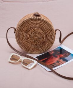Small MOQ round vintage beach 20x8 cm round straw bag rattan beach bag rattan woven bag R 42 11 001 01