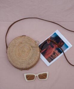 Small MOQ round vintage beach 20x8 cm round straw bag rattan beach bag rattan woven bag R 42 11 001 01
