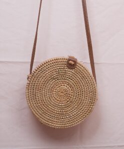 Small MOQ round vintage beach 20x8 cm round straw bag rattan beach bag rattan woven bag R 42 11 001 01