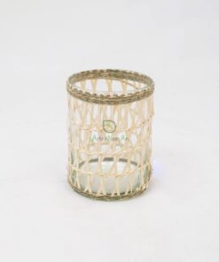 Unique Glass And Seagrass Candle Holder PA 06 28 001 02 S