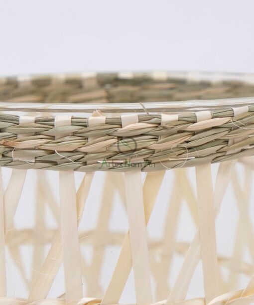 Unique Glass And Seagrass Candle Holder PA 06 28 001 02 S