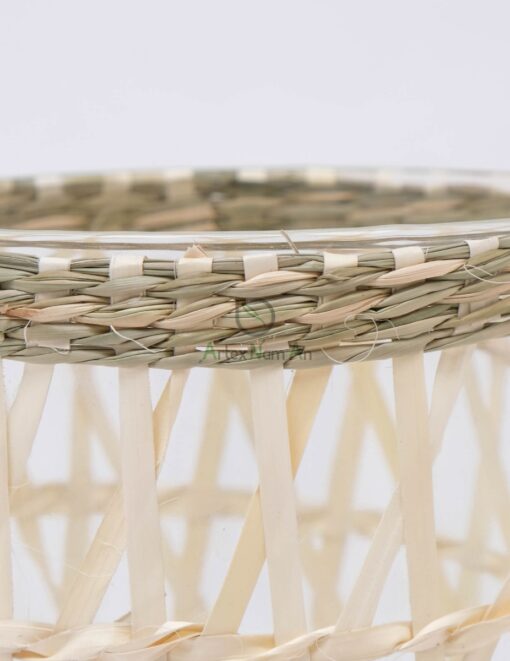 Unique Glass And Seagrass Candle Holder PA 06 28 001 02 S