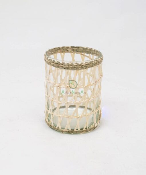 Unique Glass And Seagrass Candle Holder PA 06 28 001 02 S