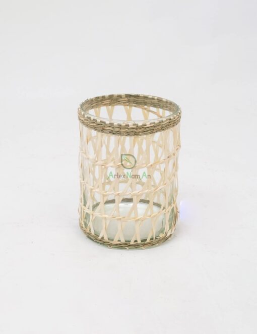 Unique Glass And Seagrass Candle Holder PA 06 28 001 02 S