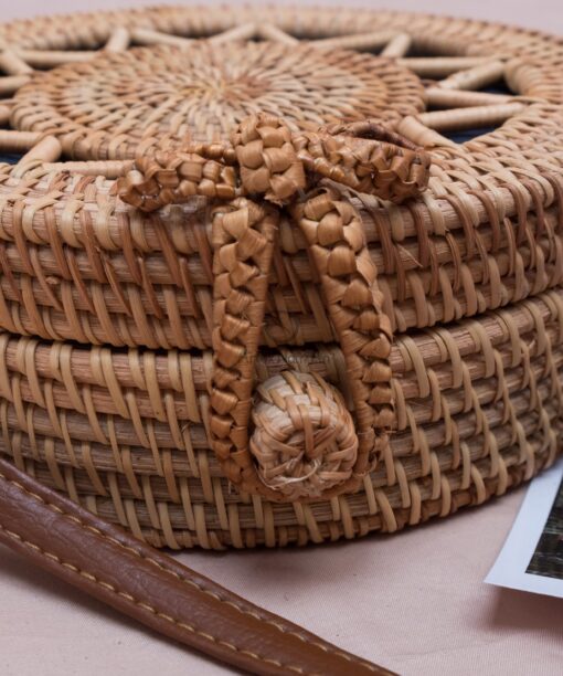 Vietnam handmade products round vintage sunburst pattern straw woven bag straw bag summer straw bag R 38 11 001 06