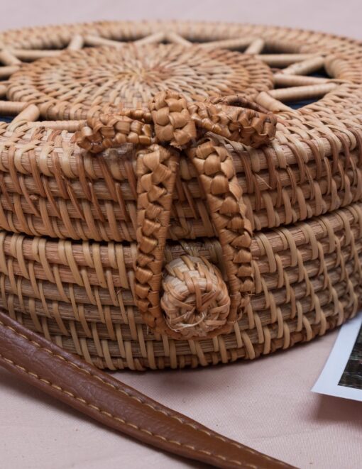 Vietnam handmade products round vintage sunburst pattern straw woven bag straw bag summer straw bag R 38 11 001 06