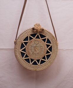 Vietnam handmade products round vintage sunburst pattern straw woven bag straw bag summer straw bag R 38 11 001 06