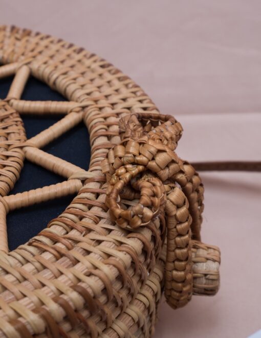 Vietnam handmade products round vintage sunburst pattern straw woven bag straw bag summer straw bag R 38 11 001 06