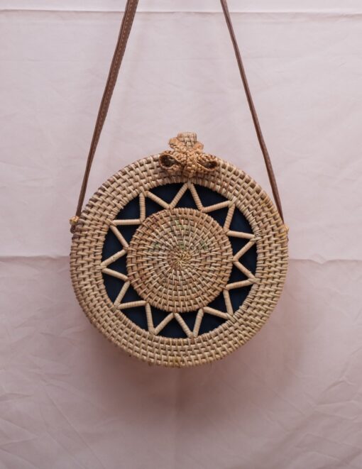 Vietnam handmade products round vintage sunburst pattern straw woven bag straw bag summer straw bag R 38 11 001 06