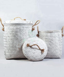 White Weaving Bamboo Hamper With Lid NB 09 05 120 1