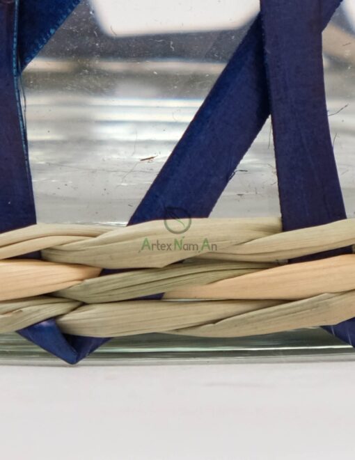 Wholesale Dark Blue Glass And Seagrass Candle Holder PA 06 28 004 01
