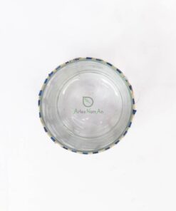 Wholesale Dark Blue Glass And Seagrass Candle Holder PA 06 28 004 01