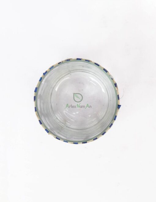 Wholesale Dark Blue Glass And Seagrass Candle Holder PA 06 28 004 01
