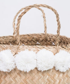 Wholesale Seagrass Belly Basket/foldable Laundry Basket With Pom Pom SG 10 05 176 01