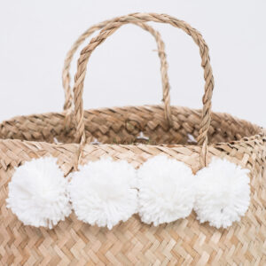 Wholesale Seagrass Belly Basket/foldable Laundry Basket With Pom Pom SG 10 05 176 01