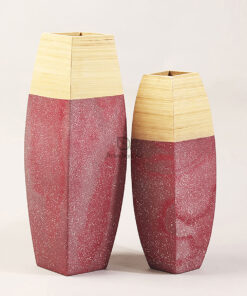 Wholesaler set of 2 bamboo spun bamboo vase bamboo natural flower vase S 15 02 023 1