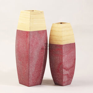 Wholesaler set of 2 bamboo spun bamboo vase bamboo natural flower vase S 15 02 023 1