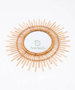Handmade Round Rattan Mirror Decor Wall From Vietnam
