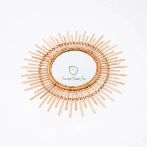 Handmade Round Rattan Mirror Decor Wall From Vietnam