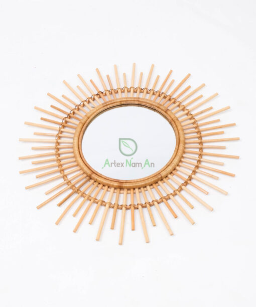 Handmade Round Rattan Mirror Decor Wall From Vietnam