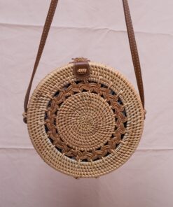 hot trend products round vintage twist pattern 20x8 cm rattan bag straw cosmetic bag rattan woven bag R 42 11 002 01