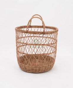 Wholesaler Net Pattern Rattan Laundry Basket Straw Basket With Handle Rattan Basket Vietnam