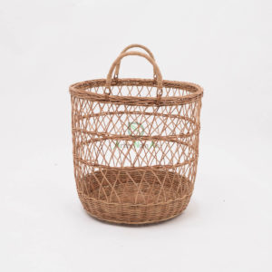 Wholesaler Net Pattern Rattan Laundry Basket Straw Basket With Handle Rattan Basket Vietnam