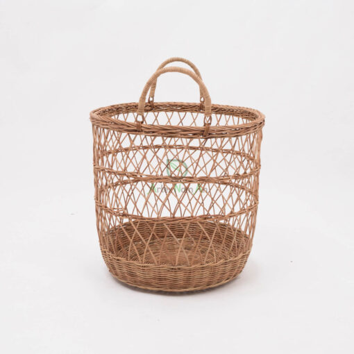 Wholesaler Net Pattern Rattan Laundry Basket Straw Basket With Handle Rattan Basket Vietnam