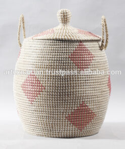 round seagrass storage basket with lid from only $22.93