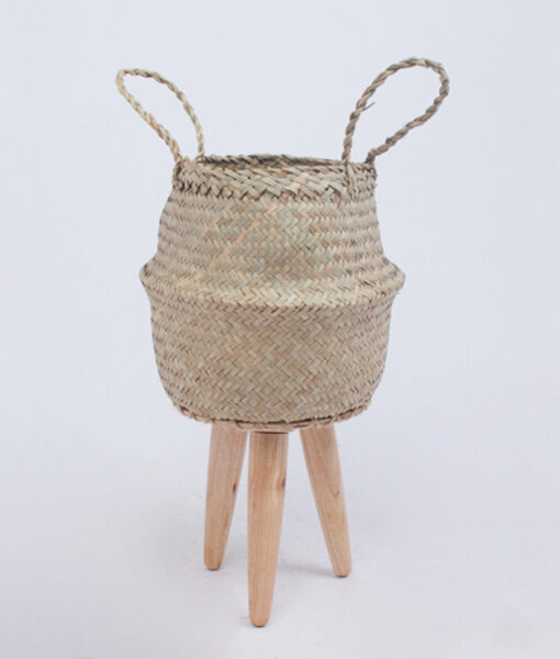 High Quality Seagrass Belly Basket With Bamboo Stand Made In Vietnam WSG 10 16 001 01