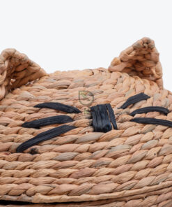 Animal Water Hyacinth Hamper With Lid Cat Shaped W 06 56 001 02