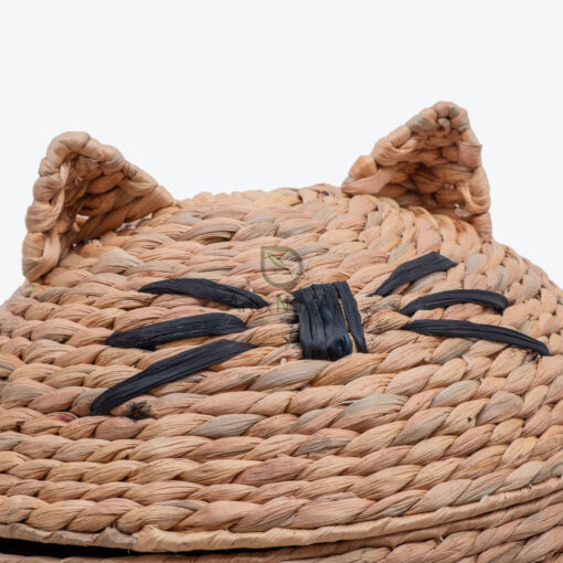 Animal Water Hyacinth Hamper With Lid Cat Shaped W 06 56 001 02