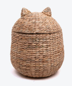 Animal Water Hyacinth Hamper With Lid Cat Shaped W 06 56 001 02