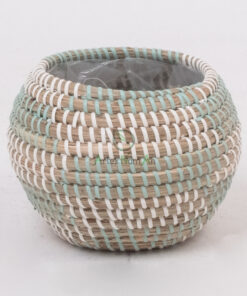 Eco Friendly Mini Round Woven Seagrass Indoor Planter Pot SG 09 05 455 01
