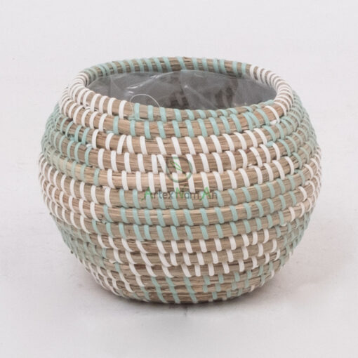 Eco Friendly Mini Round Woven Seagrass Indoor Planter Pot SG 09 05 455 01