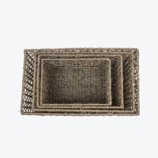 Eco Friendly Rectangular Woven Seagrass Toy Storage Organizer SG 06 05 473 01