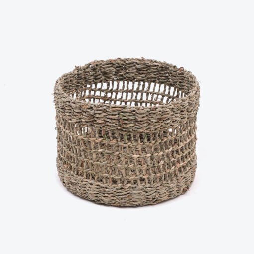 Eco Friendly Vietnamese Round Seagrass Storage Organizer With Lid SG 06 05 471 01