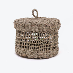 Eco Friendly Vietnamese Round Seagrass Storage Organizer With Lid SG 06 05 471 01