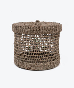 Eco Friendly Vietnamese Round Seagrass Storage Organizer With Lid SG 06 05 471 01