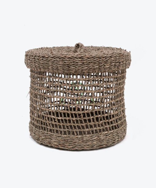Eco Friendly Vietnamese Round Seagrass Storage Organizer With Lid SG 06 05 471 01