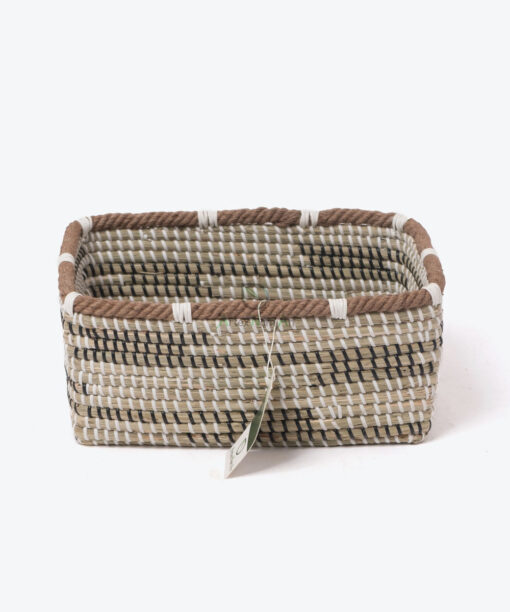Handmade Rectangular Basket Coiled Seagrass Toy Gift Storage Basket SG 09 05 447 01