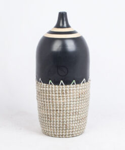 Mid Century Handmade Seagrass Bamboo Vases SGS 09 02 027 01