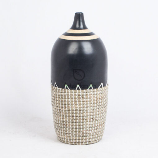 Mid Century Handmade Seagrass Bamboo Vases SGS 09 02 027 01