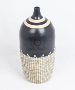 Mid Century Handmade Seagrass Bamboo Vases SGS 09 02 027 01