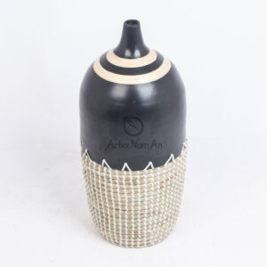 Mid Century Handmade Seagrass Bamboo Vases SGS 09 02 027 01