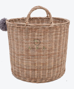 Natural Handmade Woven Rattan Laundry Storage Basket With Handles R 09 05 172 01