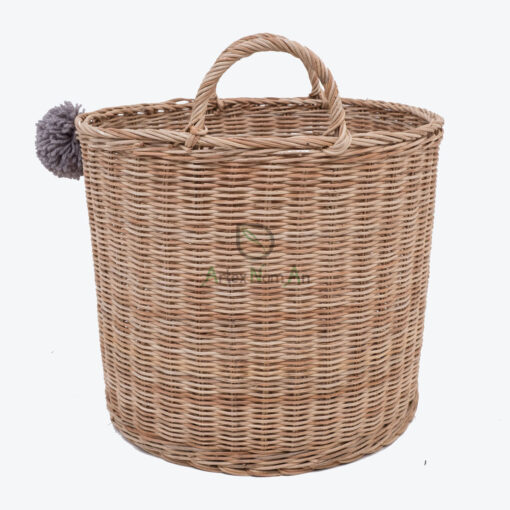 Natural Handmade Woven Rattan Laundry Storage Basket With Handles R 09 05 172 01