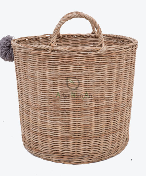 Natural Handmade Woven Rattan Laundry Storage Basket With Handles R 09 05 172 01